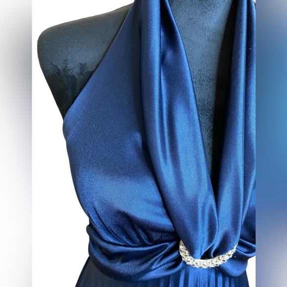 Cache Vintage  Blue Halter Dress Tea Length‎ Size 8 - Picture 11 of 16